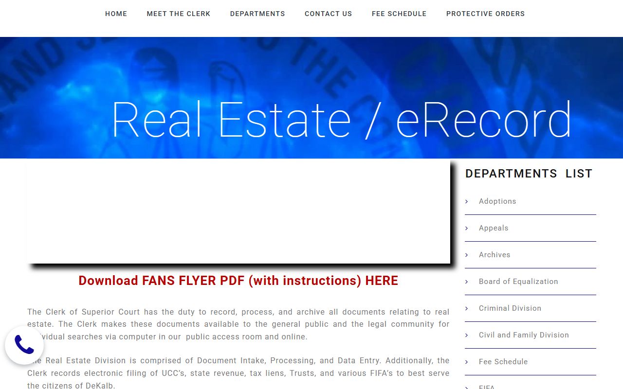 DeKalb County Clerk of Superior Court real estate records page