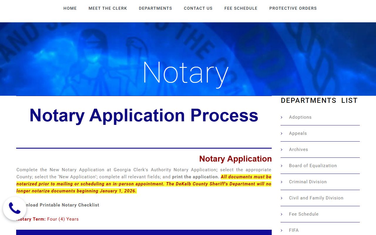 DeKalb County Clerk of Superior Court notary services