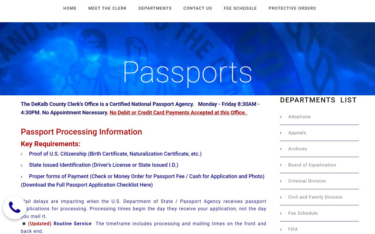DeKalb County Clerk of Superior Court passport services
