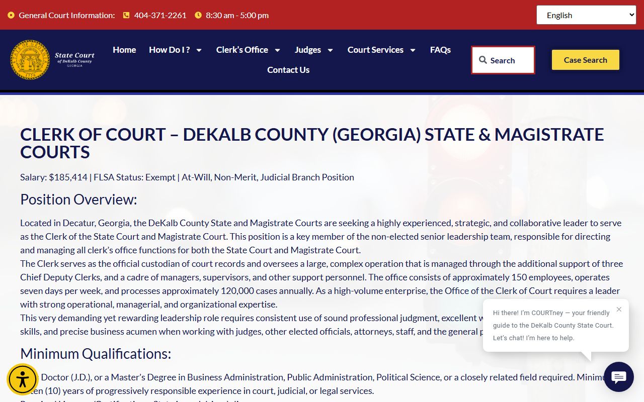 DeKalb County State Court Clerk records page