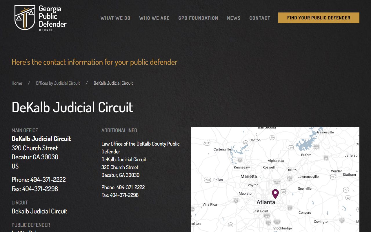 DeKalb County criminal records public defender council office page