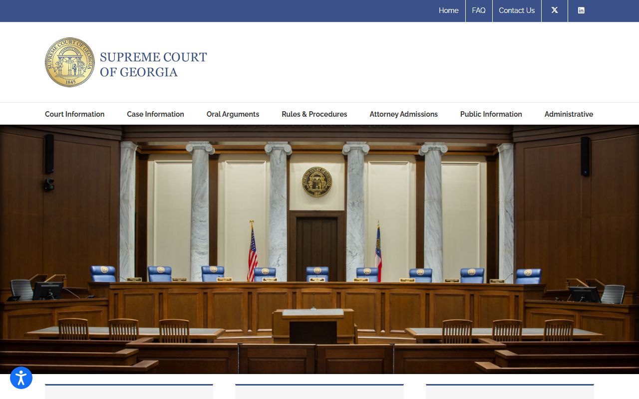 Supreme Court of Georgia website homepage at the top of the DeKalb County appellate path