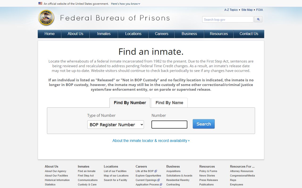 DeKalb County released inmates federal BOP locator search page